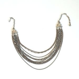 Vintage Art Deco (MCM) Multi String Aged Brass Bronzed 17” Choker Necklace